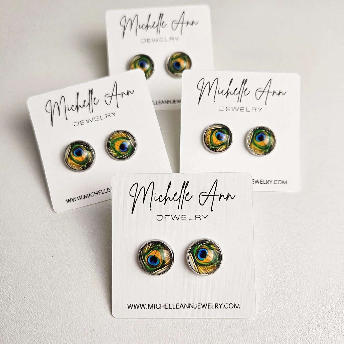 Peacock Feather Stud Earrings