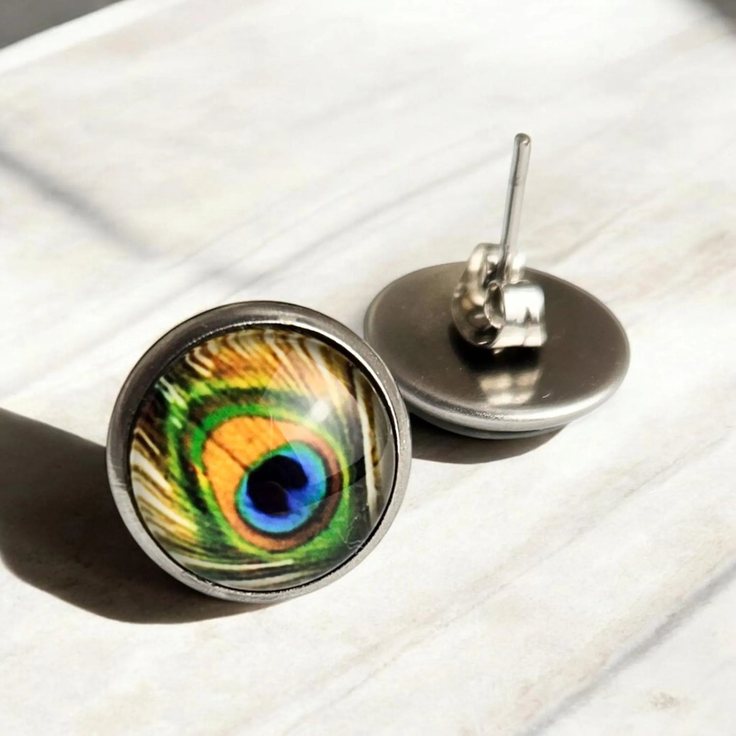 Peacock Feather Stud Earrings