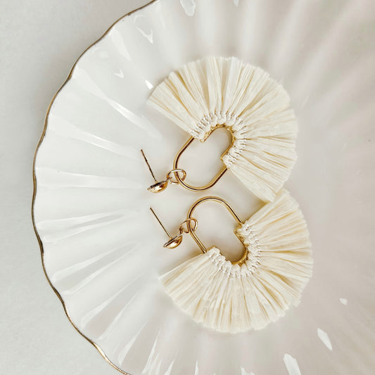 Ivory  & Gold Rattan Earrings