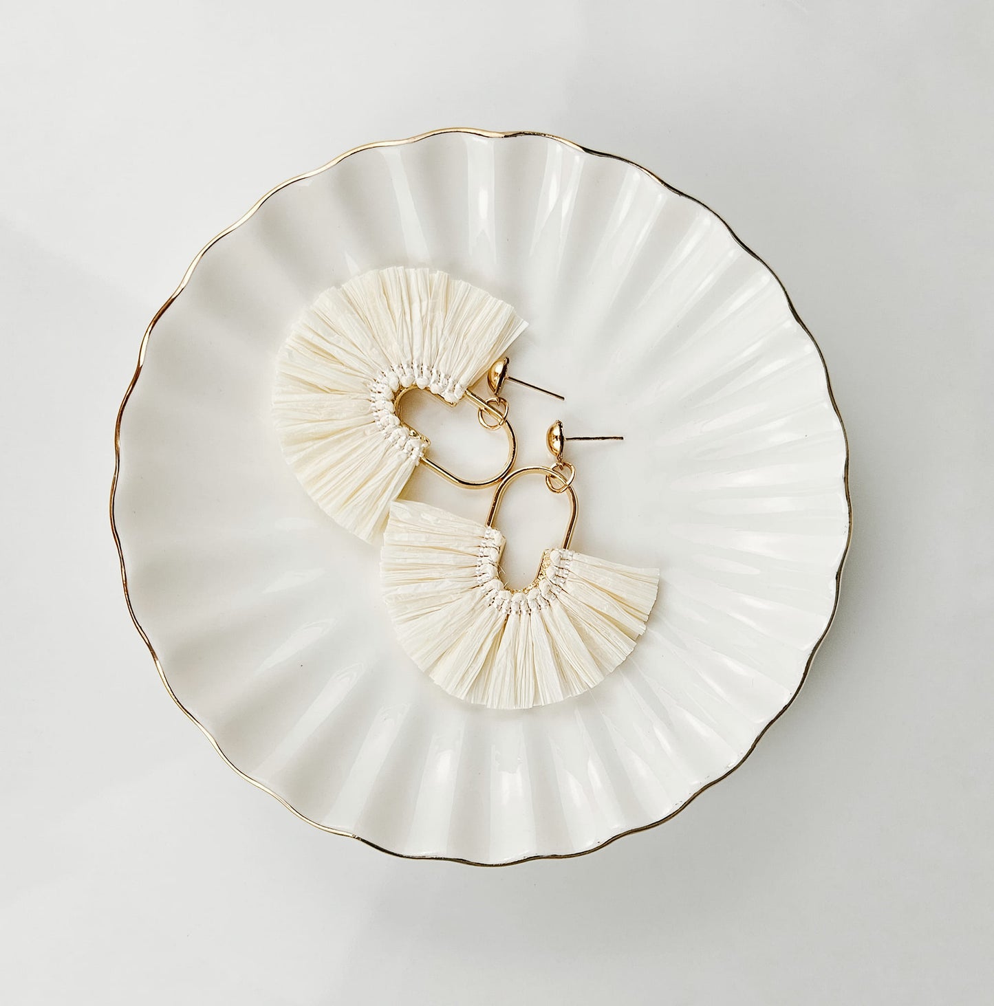 Ivory  & Gold Rattan Earrings