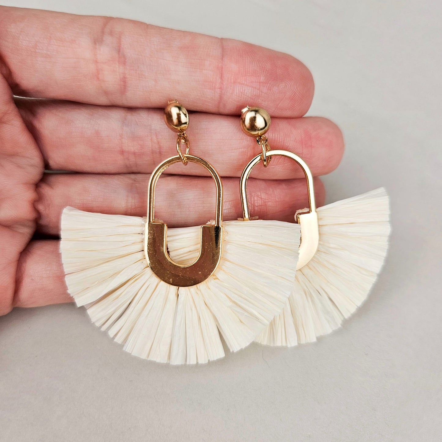 Ivory  & Gold Rattan Earrings