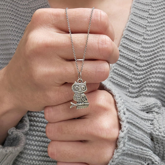 Silver Owl Charm Necklace