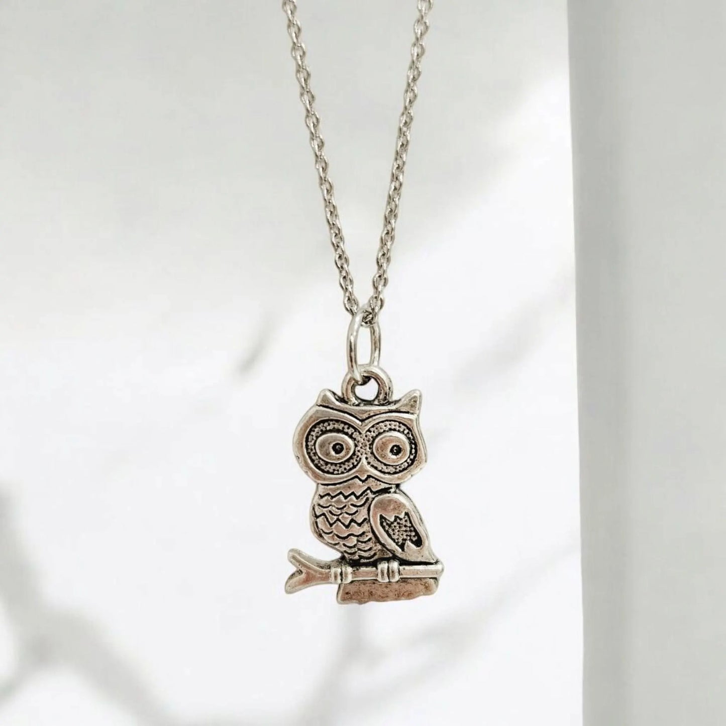 Silver Owl Charm Necklace