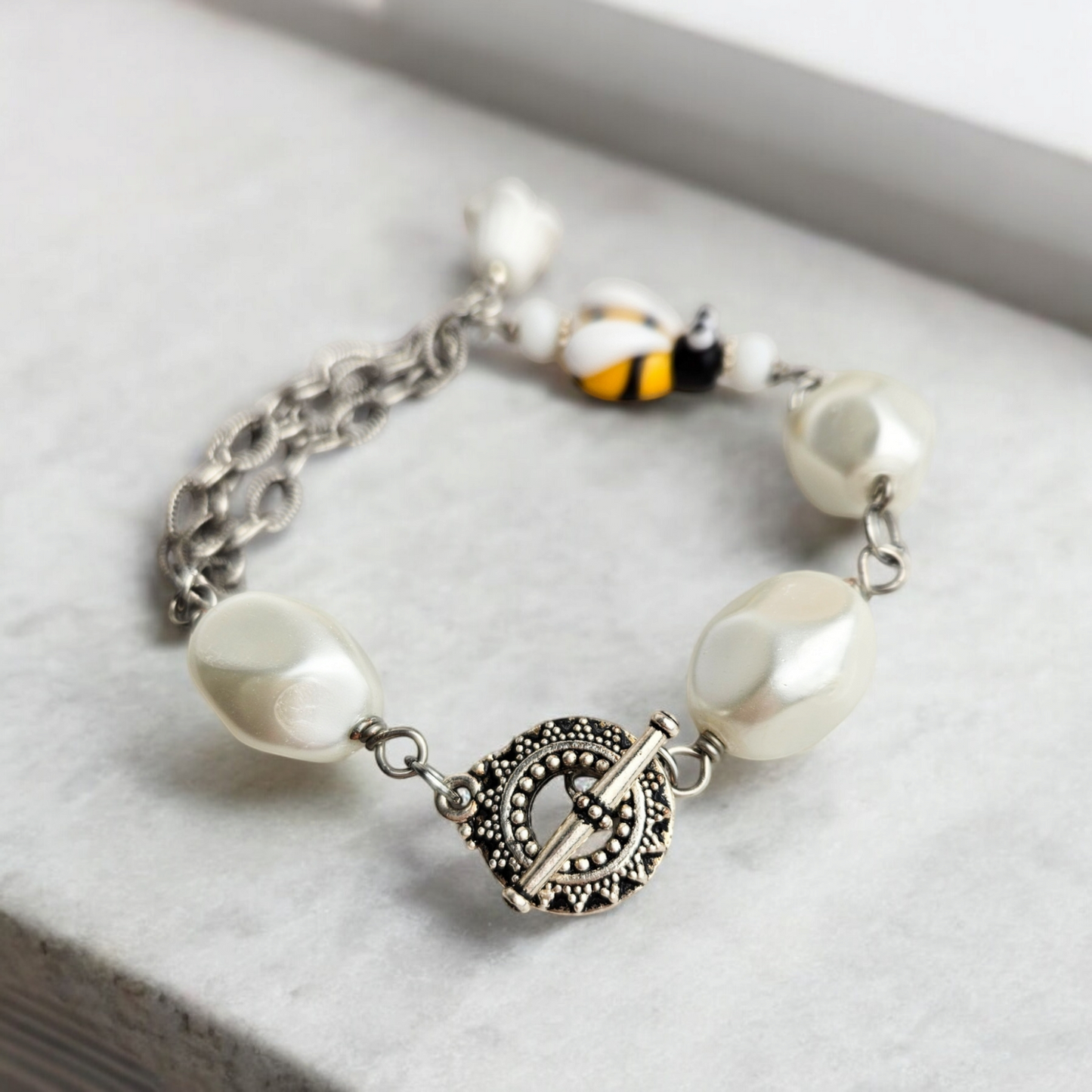 Bumble Bee Lampwork Bracelet