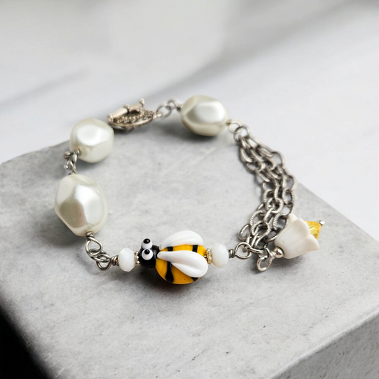 Bumble Bee Lampwork Bracelet