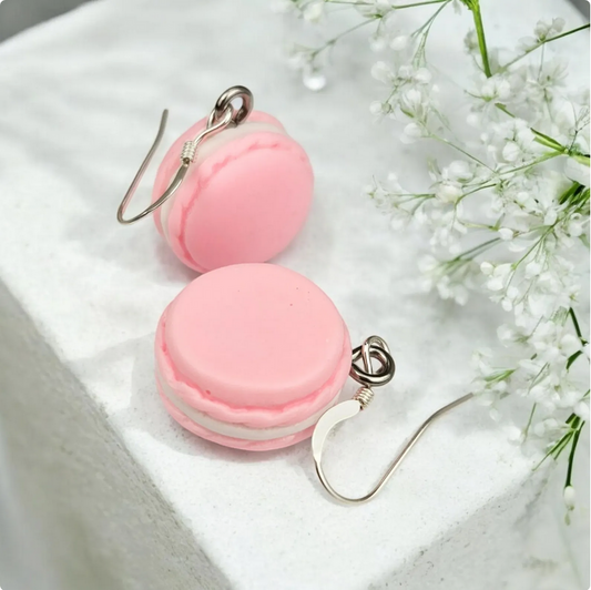 Pink Strawberry Macaron Earrings