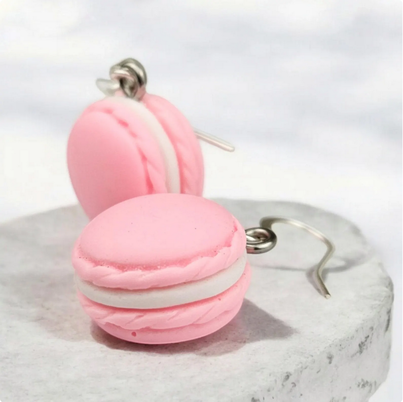 Pink Strawberry Macaron Earrings