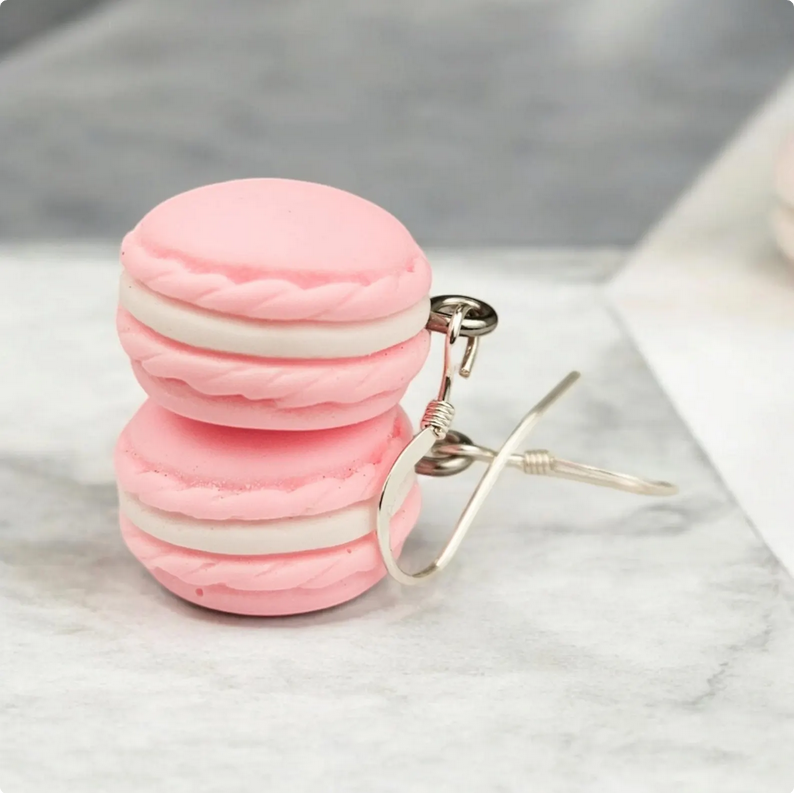 Pink Strawberry Macaron Earrings