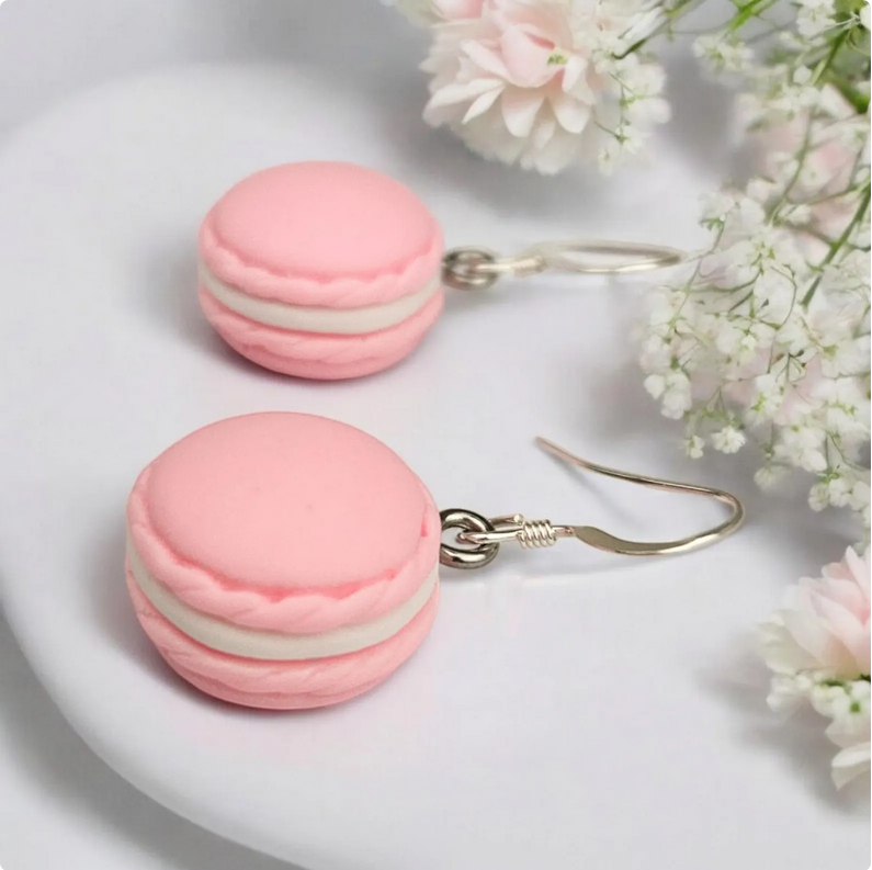 Pink Strawberry Macaron Earrings