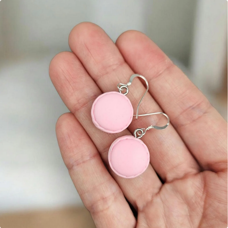 Pink Strawberry Macaron Earrings