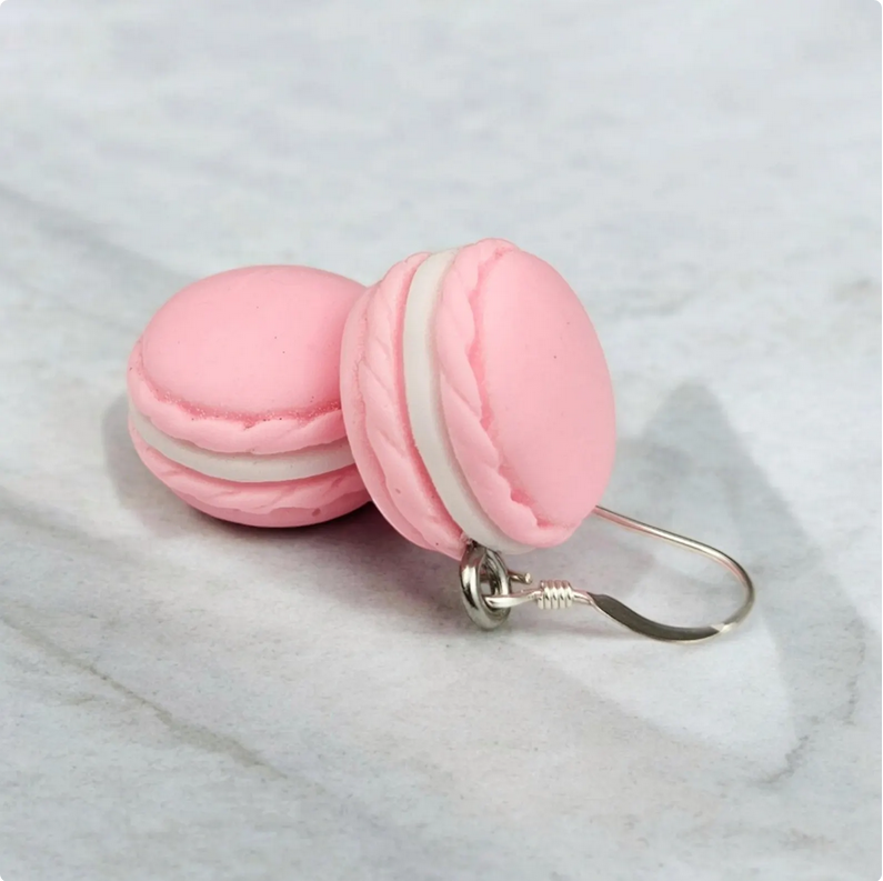 Pink Strawberry Macaron Earrings