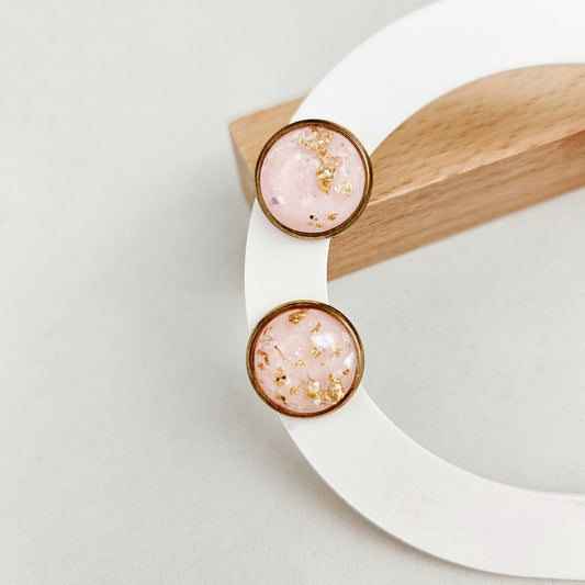 Rose Gold Glitter Stud Earrings