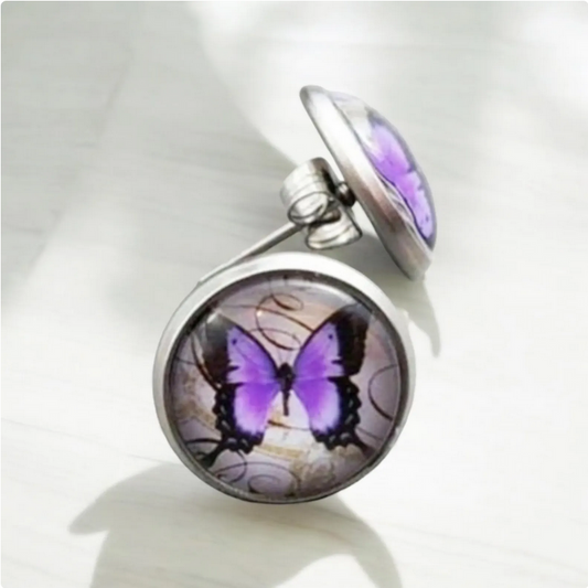 Purple Butterfly Stud Earrings