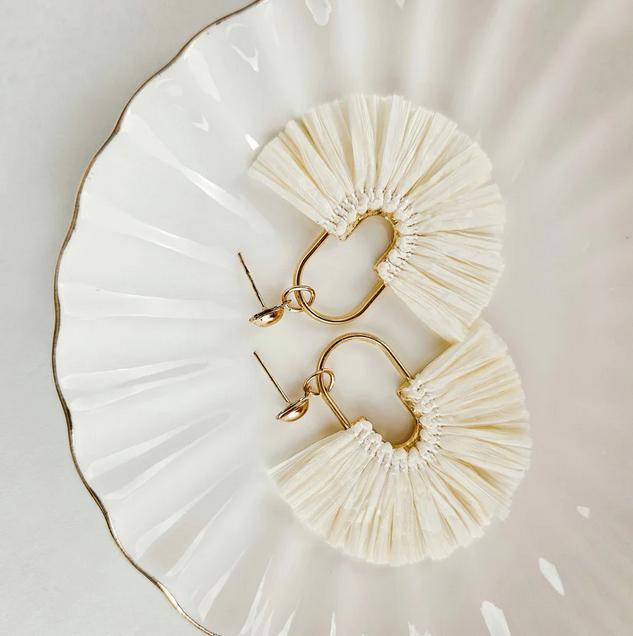 Ivory Fan Fringe Statement Earrings