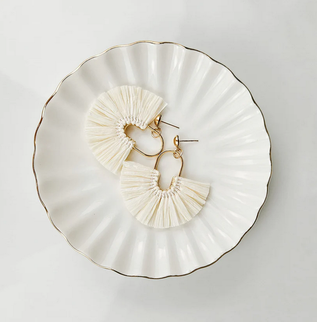 Ivory Fan Fringe Statement Earrings