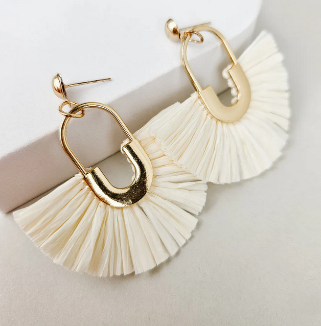 Ivory Fan Fringe Statement Earrings