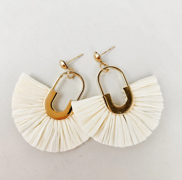 Ivory Fan Fringe Statement Earrings