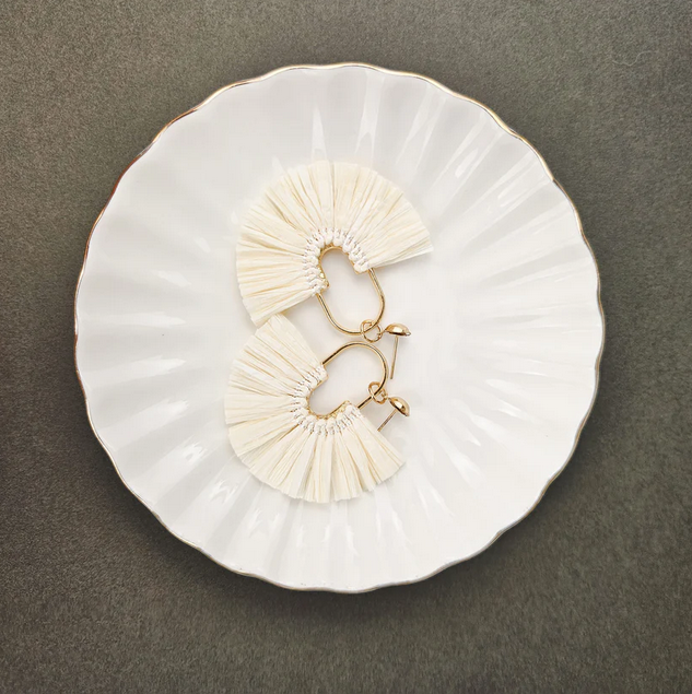 Ivory Fan Fringe Statement Earrings
