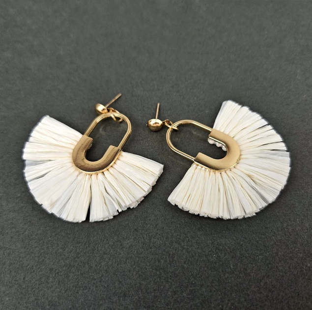Ivory Fan Fringe Statement Earrings