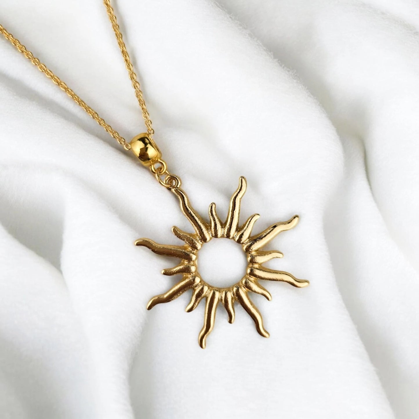 Gold Sunburst Charm Necklace