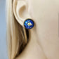 Blue Glitter Bronze Stud Earrings
