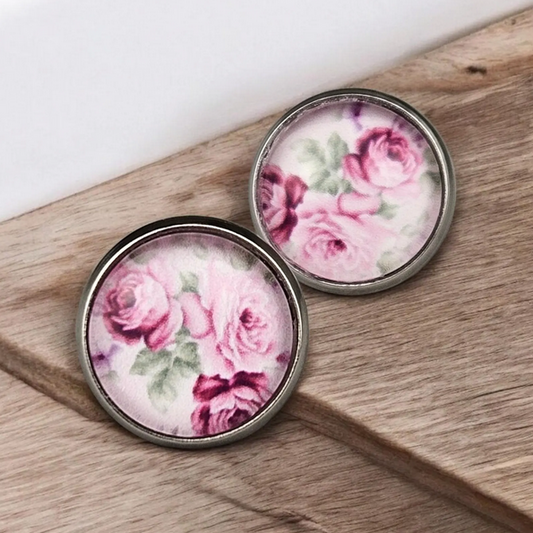 Purple Floral Stud Earrings