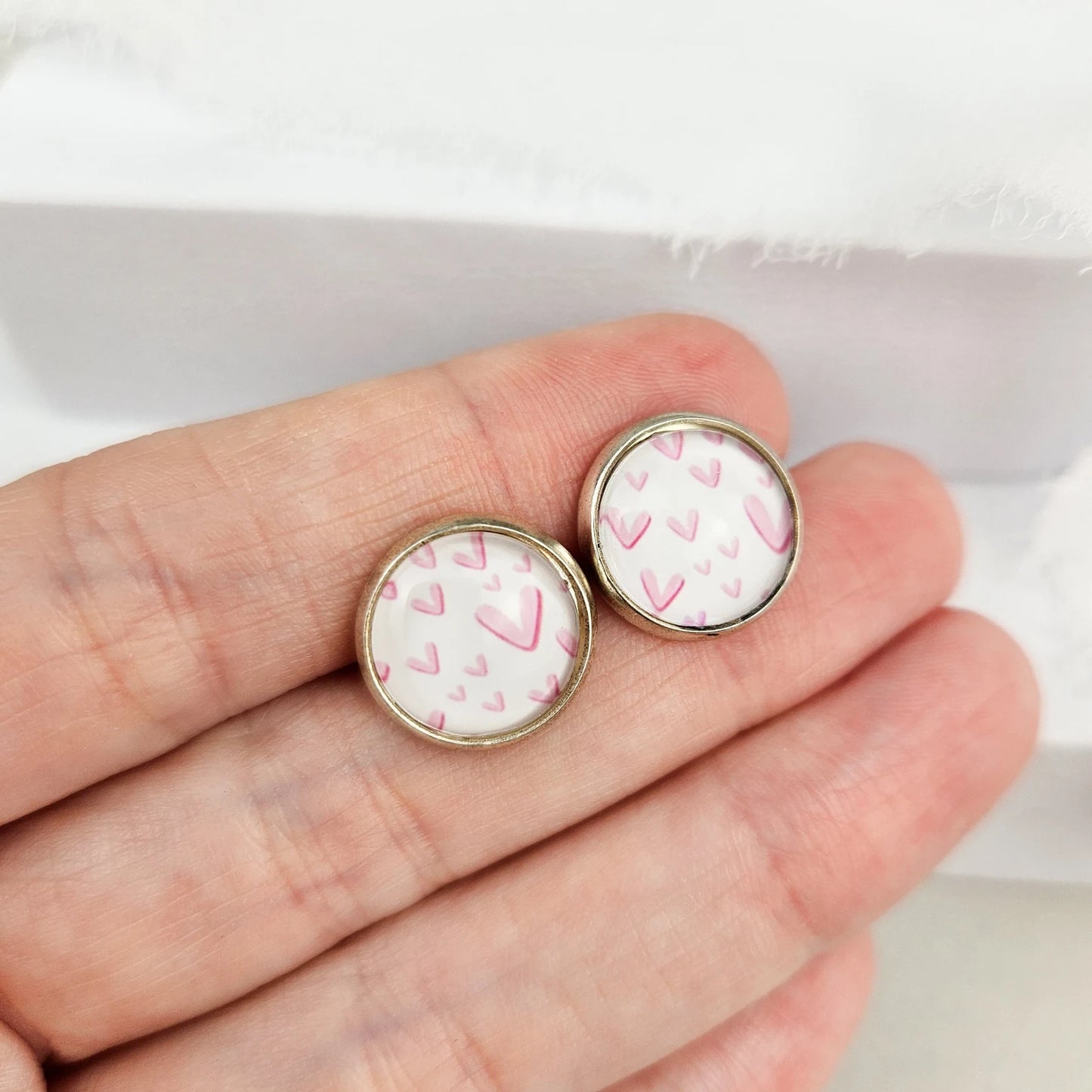 Pink Heart Stud Earrings