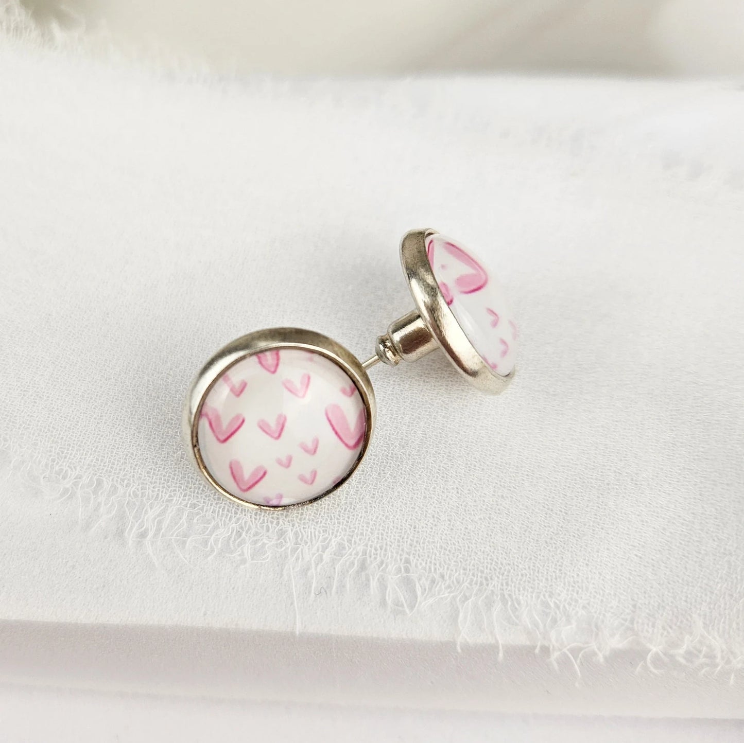 Pink Heart Stud Earrings