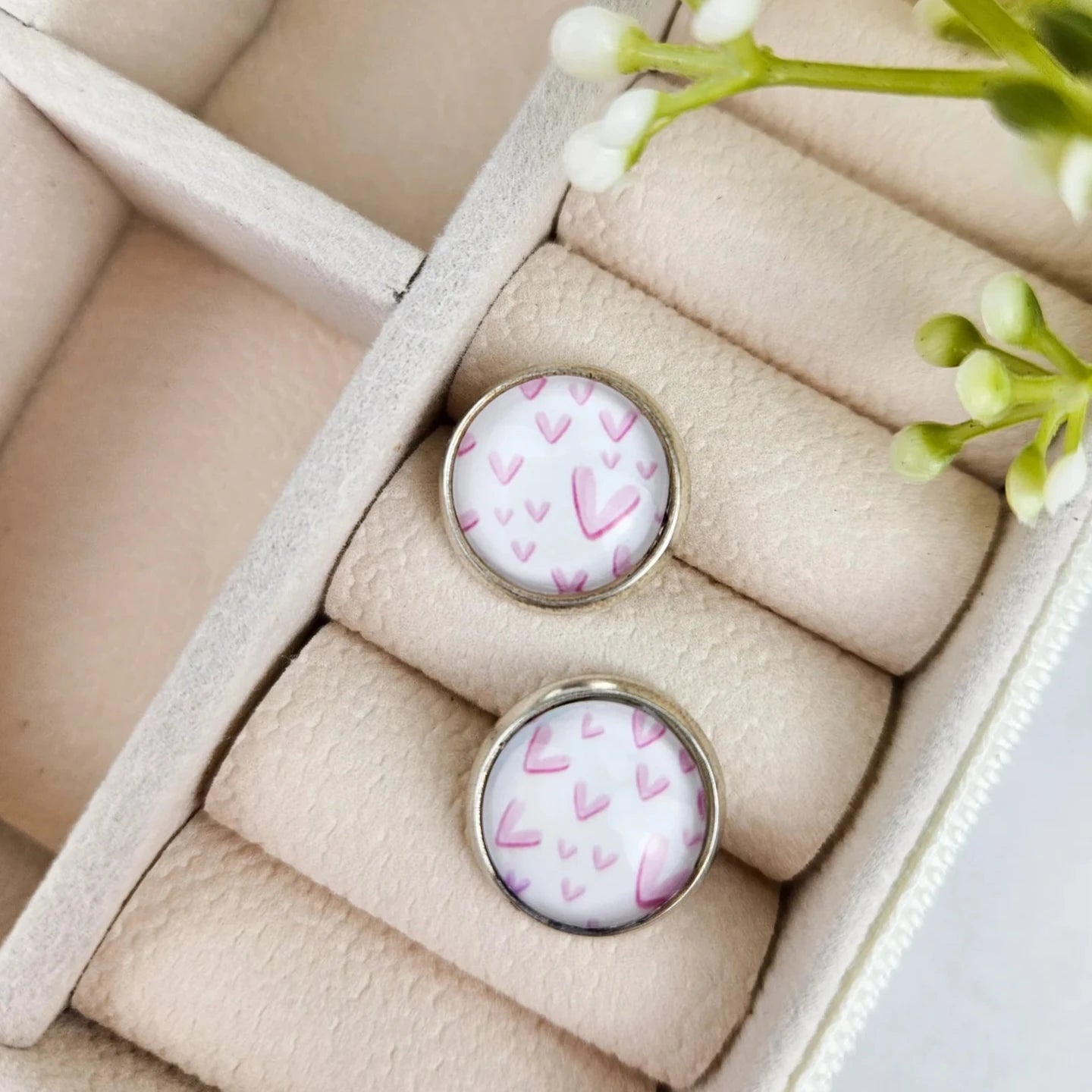 Pink Heart Stud Earrings