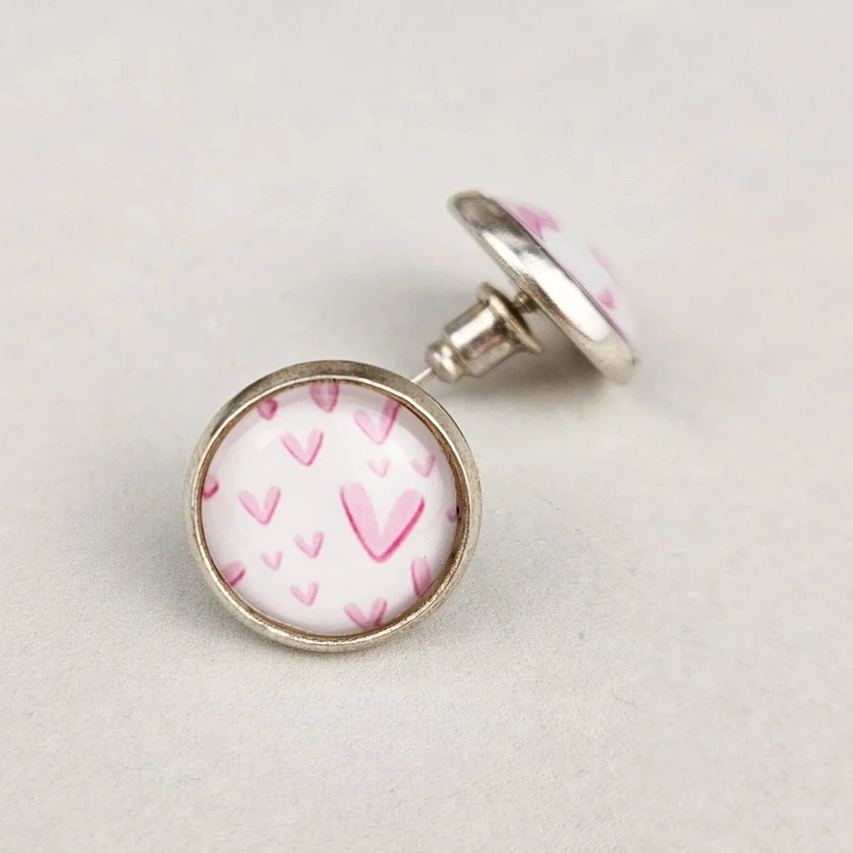 Pink Heart Stud Earrings