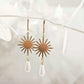 Gold Sunburst Pearl Drop Earrings