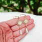 Gold Sunburst Pearl Drop Earrings