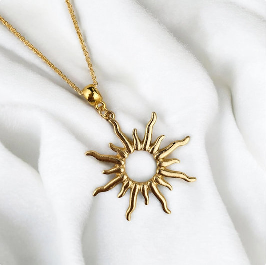 Gold Sunburst Charm Necklace