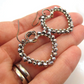 Beaded Silver Heart Hoop Earrings