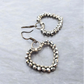 Beaded Silver Heart Hoop Earrings