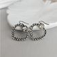 Beaded Silver Heart Hoop Earrings