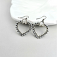 Beaded Silver Heart Hoop Earrings