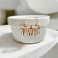 Gold & White Bow Charm Earrings