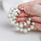 White Beaded Pearl Hoop Earrings