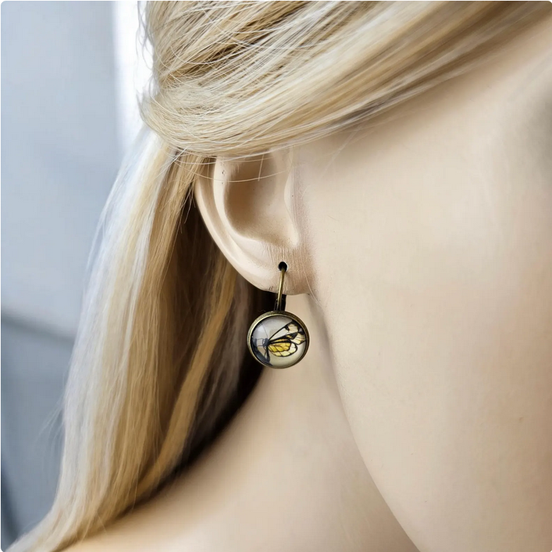 Butterfly Dangle Drop Bronze Earrings
