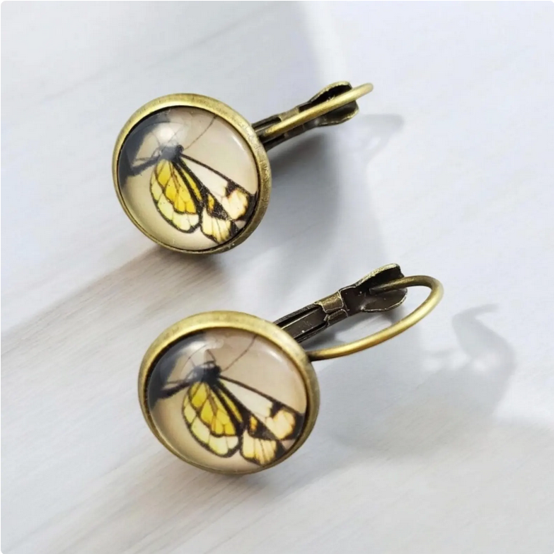 Butterfly Dangle Drop Bronze Earrings