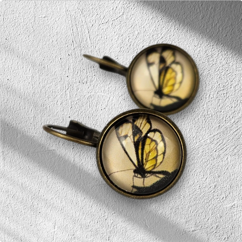 Butterfly Dangle Drop Bronze Earrings