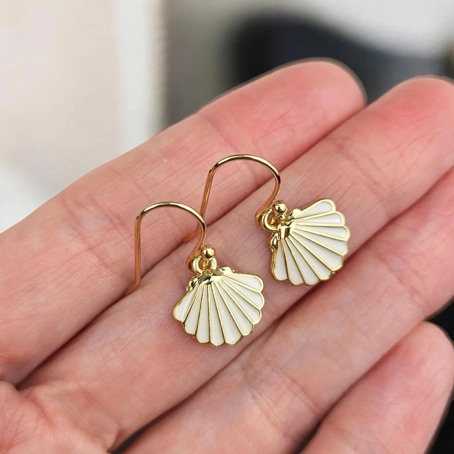 Gold Seashell Dangle Earrings