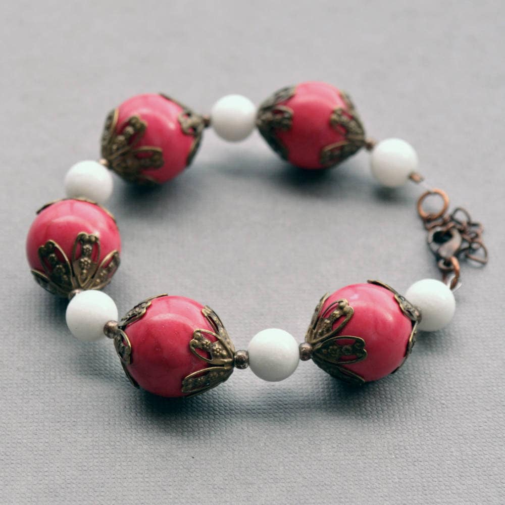 Beaded Pink Statement Bracelet