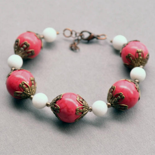 Beaded Pink Statement Bracelet