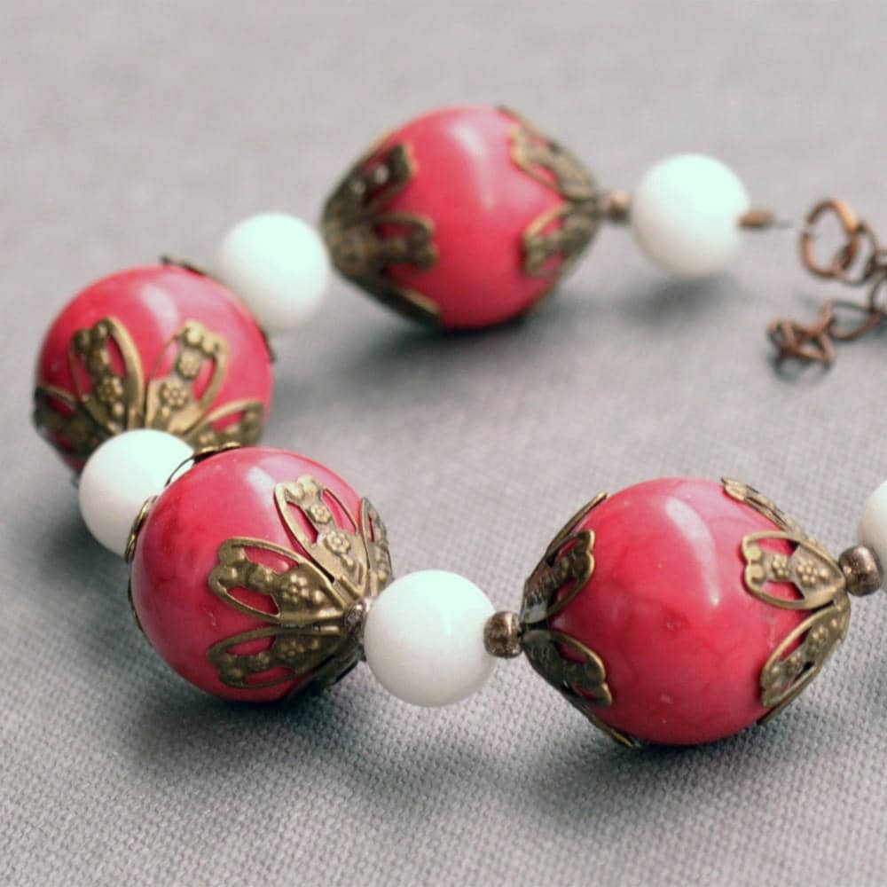 Beaded Pink Statement Bracelet