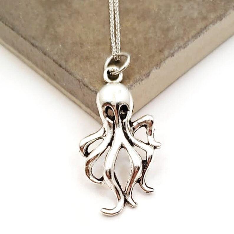 Silver Octopus Layering Charm Necklace