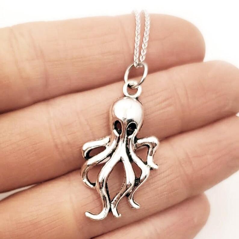 Silver Octopus Layering Charm Necklace