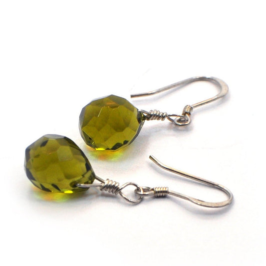 Green Sterling Silver Dangle Earrings