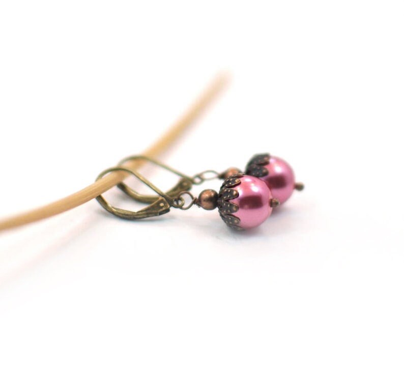 Pink Vintage Inspired Pearl Earrings